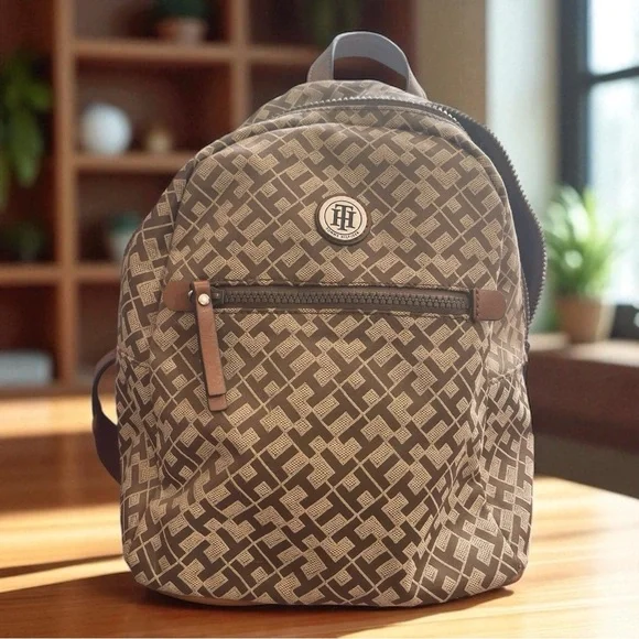 Tommy Hilfiger Tan and Brown Backpack with Signature Monogram - Picture 2 of 7